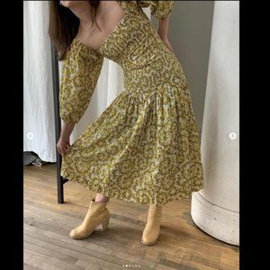 Rhode Resort Harper Shirred Floral Printed Midi Dress Smocked S